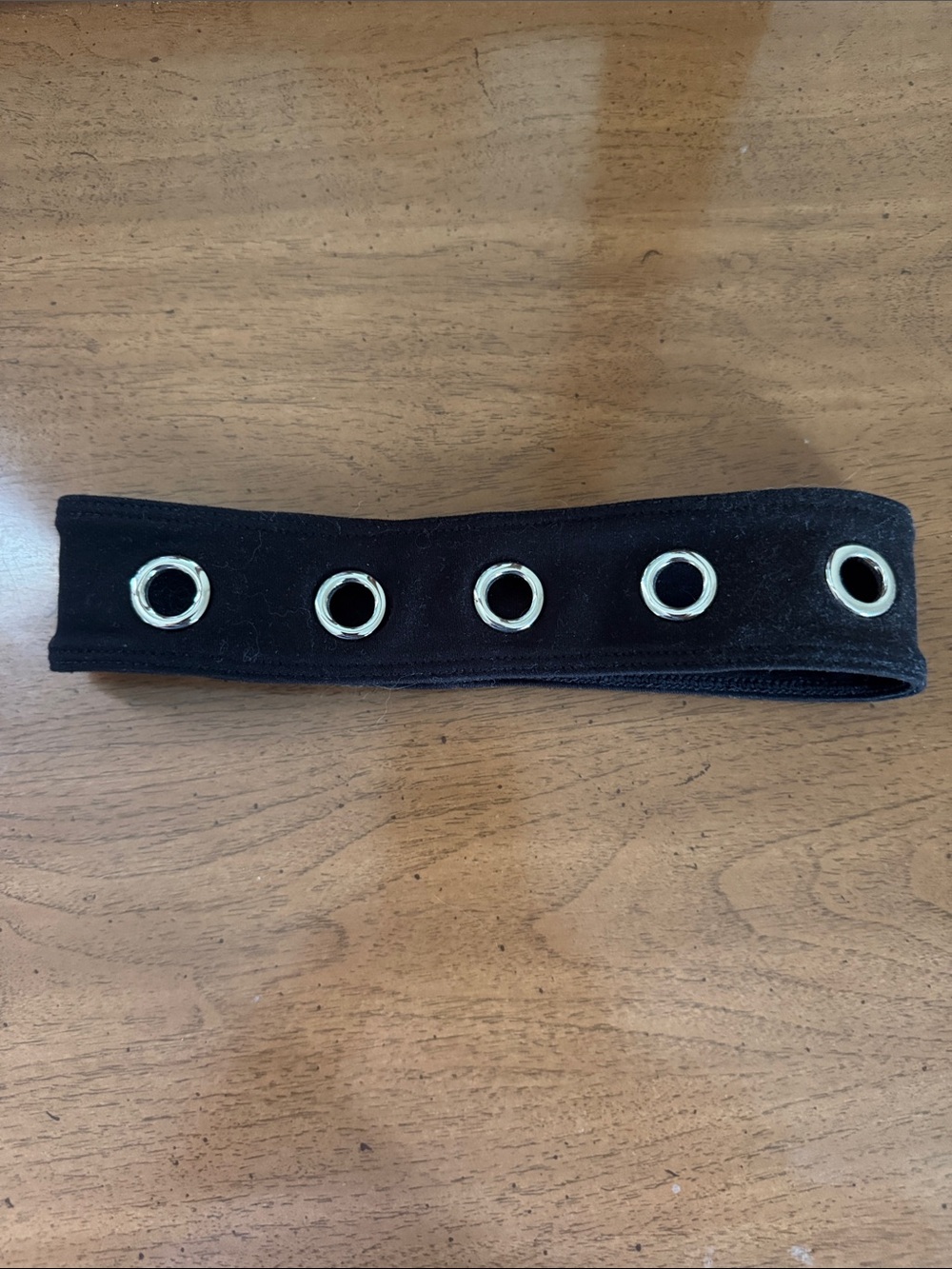 Black Velvet Hair Headband with Gold Eyelets